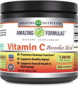 Amazing Formulas Vitamin C Powder Supplement | Unflavored Ascorbic Acid 1 Gram per Serving | 454 Servings per Container | Non-GMO | Gluten-Free | Made in USA