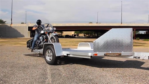 The Aluma MC10 Motorcycle trailer. See our inventory https://www.cttrailers.com/! #motorcycletrailer #aluminummotorcycletrailer #alumalife #aluma . . . #MadeInTheUSA #SportsCar #TrailerHitch #Viral #Autumn | Connecticut Trailers