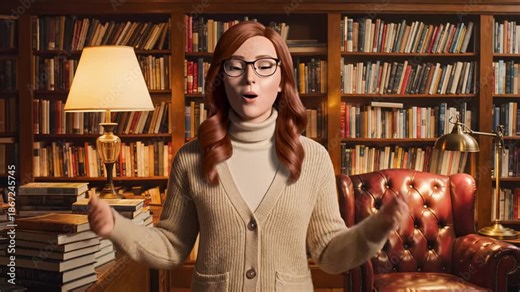 Virtual ai assistant explaining concepts in a library