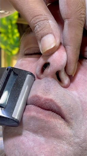 ASMR beard shaving close-up: calming shaving foam sounds, soft bristle brush and razor