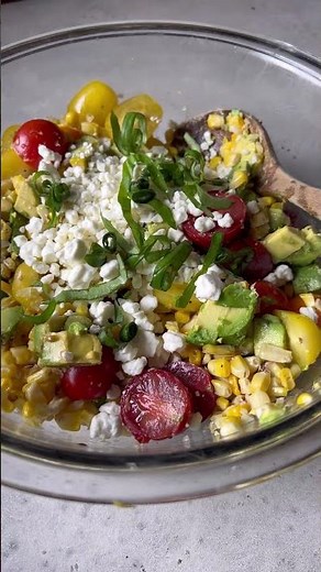 Grilled Corn Salad with Avocado, Goat Cheese & Hot Honey Vinaigrette