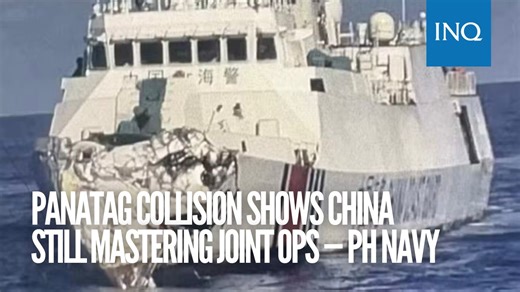 The Philippine Navy says the recent collision of a Chinese Coast Guard vessel and a Chinese navy warship in Panatag (Scarborough) Shoal showed that China’s military is still trying to master joint operations as part of its change of tack. I 🎥: Ryan Leagogo, INQUIRER.net Read more: https://www.inquirer.net/465102/panatag-collision-shows-china-still-mastering-joint-ops-ph-navy/ | INQUIRER.net