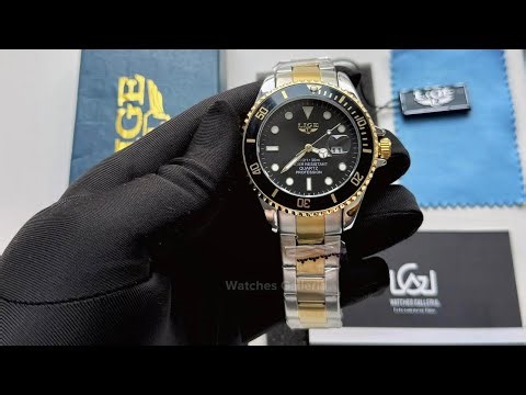 LIGE Submariner Gold Black 42mm Watch | Lige10045 | Budget Luxury Submariner Watch Pakistan