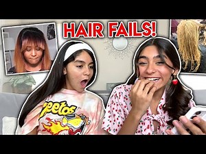 reacting to BAD HAIR FAILS | Mercedes and Evangeline Lomelino