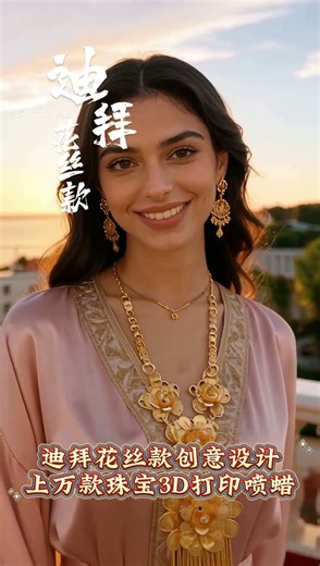 这迪拜花丝金饰美疯了💛！蜡线织的纹理软乎裹碎光，搭粉裙衬落日甜、通勤穿衬轻贵、聚会戴撑焦点，同事凑问闺蜜抢试，软亮暖贵全拿捏，戴一次被问八次链接😭！