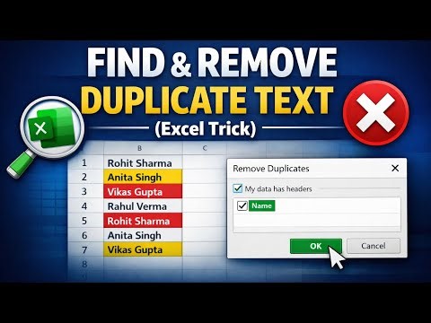 FIND AND REMOVE DUPLICATE TEXT IN EXCEL