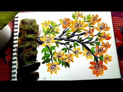 How to draw easy flower Painting/ Acrylic Painting