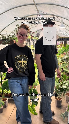 Anyone else’s face give them away?! 🪴🥹🙂 We do, IN FACT, sell plants here! Bookmark and tune in to our upcoming live shows! Link in our bio 🪴🖤🌱📦 #rootedsummerville #plants #nursery #plantsoftiktok #smallbusiness