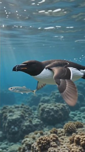 This Tiny Sea Bird Can Dive 120 Meters Deep… Meet the Razorbill! 🐦‍⬛🌊