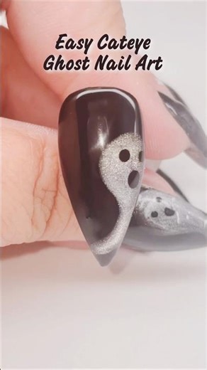 Easy Disappearing Cateye Ghost Nail Art For Beginners 👻 #halloween #nailart #nails