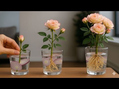 Stick a Rose Cutting Into This Onion Water — Suddenly, 1001 Roots and Shoots Appear!