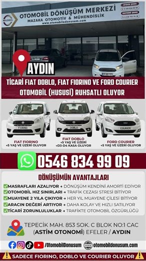AYDIN 0546 834 9909 Ticari Doblo Fiorino Courier Otomobil Ruhsat Oluyor ASTİM OTONOMİ #mazaka #aydın