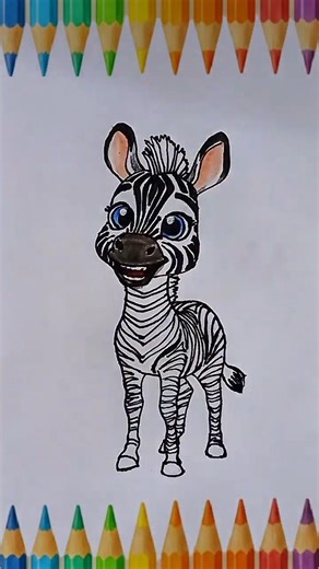 Sevimli Zebra Boyama 🦓🎨| Cute Zebra Coloring#howtodraw #easycoloring #art #short #painting