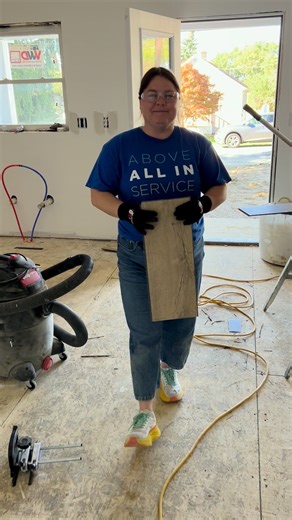 ERIE Insurance staff volunteering. You to can help the Browns complete their house https://form.jotform.com/242903971179061 | Habitat for Humanity Erie, PA