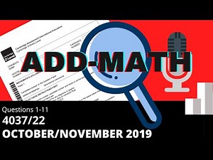 O-Level Add Math October November 2019 Paper 22 4037/22