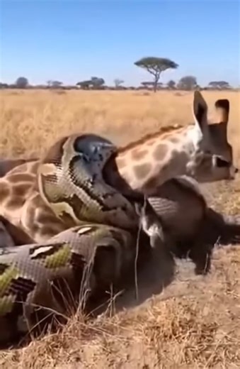 T0204001_when huge python coils around giraffe starts squeezing tightly #pyhton #rescue #Sora Nur Rulz