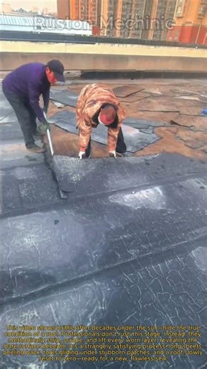 Satisfying Roof Stripping Peeling Away 20 Years of Old Waterproofing