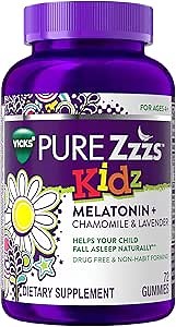 PURE Zzzs Kidz, Kids Melatonin Gummy, Sleep Aid, Low Amount of Melatonin for Kids, with Chamomile and Lavender, Melatonin 1 mg, Melatonin Gummies Kids, Berry Flavored, 72 Sleep Gummies