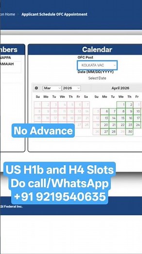 H1B and H4 Visa Appointments Available #usvisaappointment #h1bvisa #h1b #h4visa #usvisaappointment