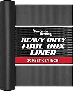 Precision Defined Professional Grade Tool Box Liner, 10 ft x 24", Black | Tool Box Drawer Liner, Shelf Liner Non Slip Mat, Thick Cabinet Shelf Liner, Toolbox Drawer Liner
