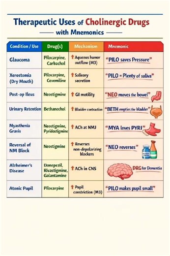 cholinergic drugs uses and adverse effect