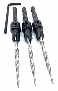 FTG USA Countersink Drill Bit Set 3 Pc #8 (11/64") Wood Countersink Drill Bit Pack Same Size Set Countersink HSS M2 Tapered Countersink Bit, with 1 Hex Wrench, Woodworking Countersink Drill Bits