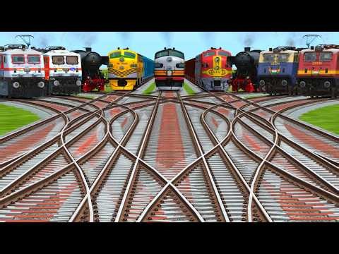 💤Nine Trains Crossing At Bumpy Higher Graphics Yard Tracks | train mods install | #train #trainvideo