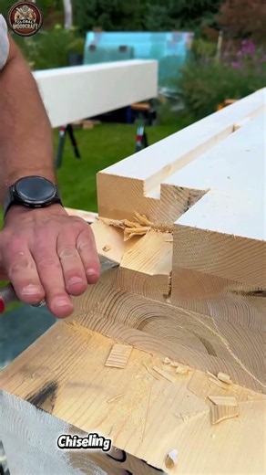 Chiseling a Joint in a Glulam Beam 🪵🔨 #timberframe #joinery #carpentry