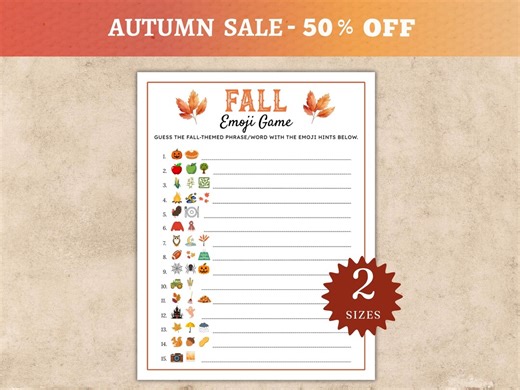 Fall Emoji Pictionary Game Printable Autumn Activities Fall Game for Kids and Adults Thanksgiving Emoji Game Fun Party Games - Etsy