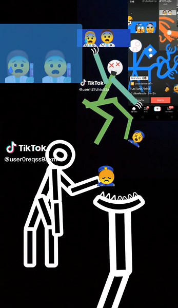 Stick Figure Interacts with Smartphone Emojis