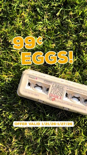 Egg-cellent deal alert! 🥚✨ Grade A large eggs now just 99¢ per dozen at Grocery Outlet, your #XtremeValue Headquarters. Great quality, incredible price, limited time. Get 'em before they're gone! 🐣 *Offer valid 1/21/26-1/27/26. Limit 6. Selection varies by store. Available while supplies last. #GroceryOutlet #XtremeValueHQ #FamilyStaples #DealAlert