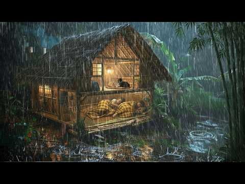 CAMPING DURING HEAVY RAIN WITH THE CRAZIEST THUNDERSTORM // struggling to build a shelter