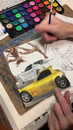 Painting super cars manga style for my comic book series
