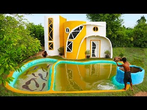 Build Modern Forest House With Underground Living Room - Design Fish Pond,Swimming Pool & Water Well