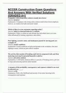 NCCER Construction Exam Questions And Answers With Verified Solutions GRADED A video