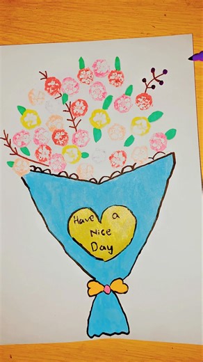 Flowers Bouquet Art | Using Okra #art #creativejoykids #drawing #diy #fun #flowerart #flowerdrawing