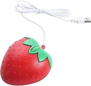 Vctitil 3D Strawberry Shape USB Wired Mouse Portable Mini 800DPI Optical Mouse Cartoon Computer Mouse