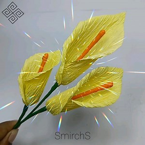 Quick Paper Flower Calla Lily Making with Crepe Paper Crafts 🌷 | SmirchS