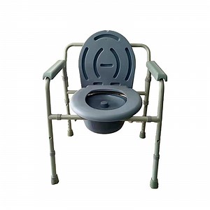 [Hot Item] Coated Steel Commode Chair, Disassembled Frame, Height Adjusting, with Round Bucket