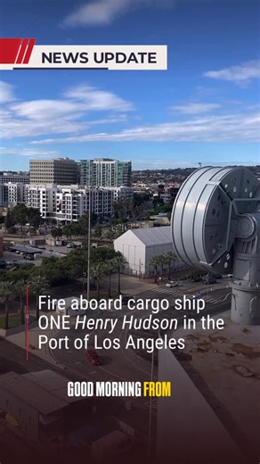 USS IOWA Museum on Instagram: "Last night, Ocean Network Express HENRY HUDSON caught fire in the Port of Los Angeles. Here’s an update from Battleship IOWA’s vantage point."