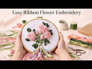 how to make easy ribbon flower design | embroidery for beginners| ribbon roses
