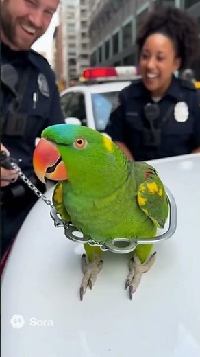A parrot gets arrested by police, but it keeps roasting them #parrot #talkingparrot #shortsviral