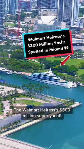 Walmart Heiress’s $300 Million Yacht Spotted in Miami 👀🏝️🛳️ #miami #walmart #yacht #florida #learnontiktok #learnwithtiktok #fyp #foryou #viral