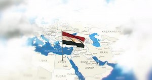 Animated Egyptian Flag Waving on 3D World Map