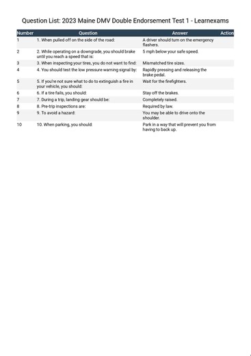 2023 Maine DMV Double Endorsement Test 1 - Learnexams#foryouu