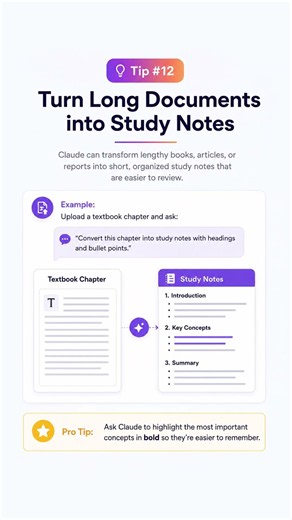 Claude Ai Tip #12: Turn Long Documents into Study Notes