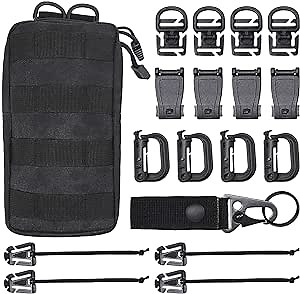 MGFLASHFORCE Kit of 18 Molle Accessories, Molle Attachments Clips and Straps with Pouch for 1” Webbing Tactical Backpack Tactical Vest