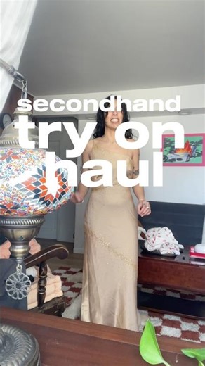 secondhand try on haul from a clothing swap, consignment store, and whatnot