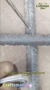 Up close demonstration on how to tie steel bars with steel wire