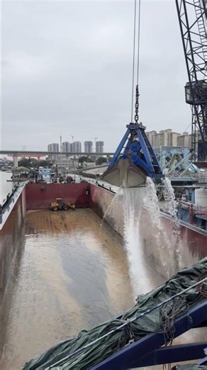 Giant Port Crane Lifts & Washes Massive Barge – Unreal Port Power! 🚢💪#shorts